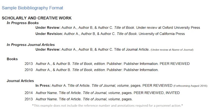 Sample Format for Scholarly and Creative Work